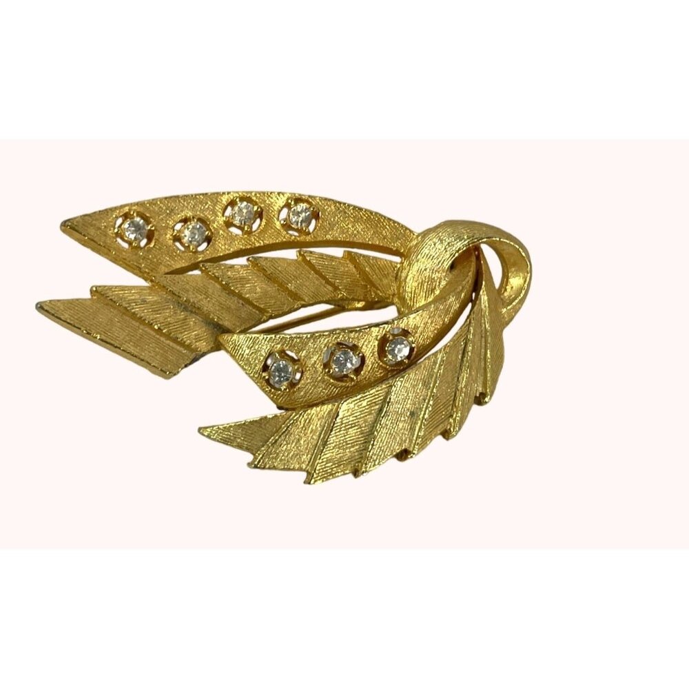 Gold Rhinestone Brooch 2" Vintage Stunning PIece